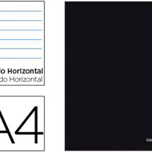 Caderno agrafado liderpapel capa preta din a4 80 f pautado 60gr.