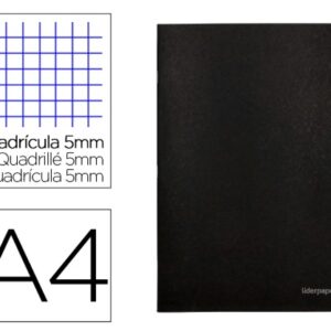 Caderno agrafado liderpapel capa preta din a4 80 f quadricula 5mm 60gr.