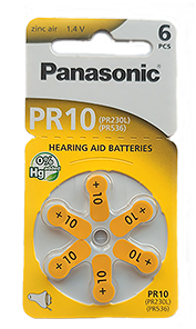 Pack 6x  pilhas p/aparelhos auditivos (PR70/PR10/PR230/AZA10) - Panasonic