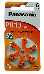 PACK 6 PILHAS P/APARELHOS AUDITIVOS PR13/PR48/AZA13 - PANASONIC