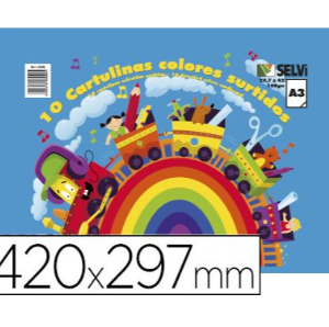 BLOCO TRABALHOS MANUAIS LIDERPAPEL CARTOLINAS DIN A3 10F 180GR CORES SORTIDAS