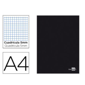 CADERNO AGRAFADO LIDERPAPEL CAPA PRETA A4 80FLS QUADRICULADO