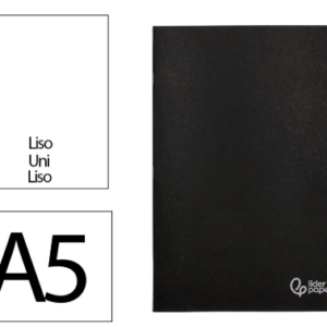 CADERNO AGRAFADO LIDERPAPEL A5 LISO PRETO