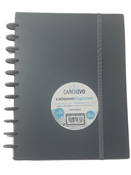 CADERNO INGENIOX A4 100 FLS PAUTADO CINZA